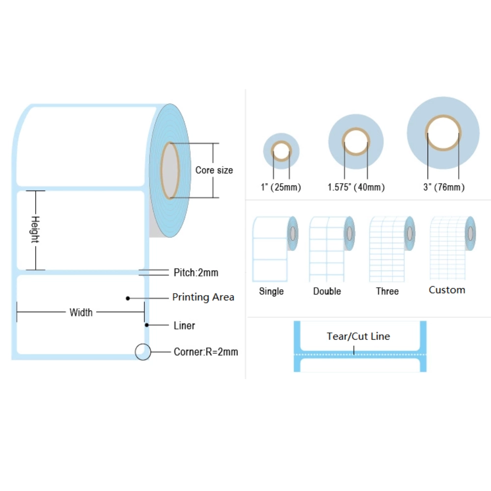 80mm rouleau d’étiquettes thermiques